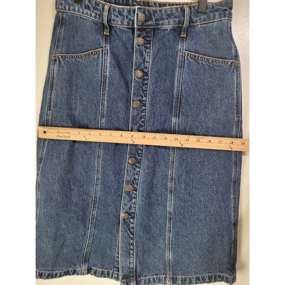 Old Navy Women's SZ 8 Button-Front A-Line Midi Jean Denim Skirt - Picture 5 of 8